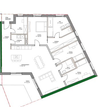 Grundriss - Großzügige helle altersgerechte Wohnung im KFW 40 Energiesparhaus Nähe Fußgängerzone