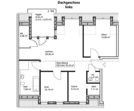 DG links - 3 Zimmer Dachgeschoßwohnung in Bonn