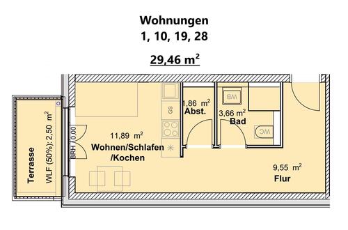 Wohnungen 1, 10, 19, 28 - Erdgeschoßwohnung mit 29,46 m&sup2; in Trier zum Kaufen