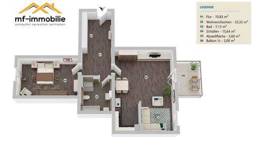 Grundriss - attraktive 2 Zimmer mit Balkon in Mariental