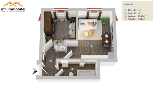 WE45_1_Grund - zwei Zimmer Appartement in Mariental 35qm