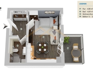 Einzimmer Apartment in Mariental mit Balkon