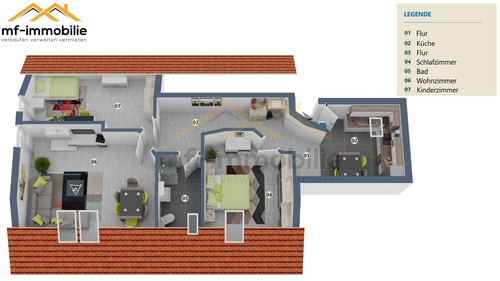 Grundriss - Schöne grosse 3-Raumwohnung 83 m² ruhige Lage in zweiter Reihe