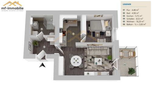 WE31_Grund - zwei Zimmer Wohnung mit Balkon in Mariental EBK kann übernommen werden
