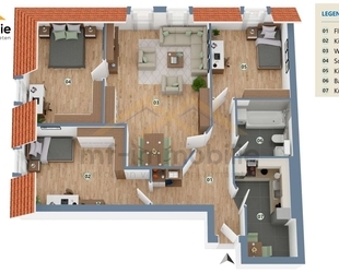 Schöne grosse 4-Raumwohnung 103 m², zentrales großes Wohnzimmer - Rätzlingen