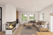 Wohnbereich mit Kamin Visualisierung - 