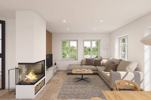 Wohnbereich mit Kamin Visualisierung - 