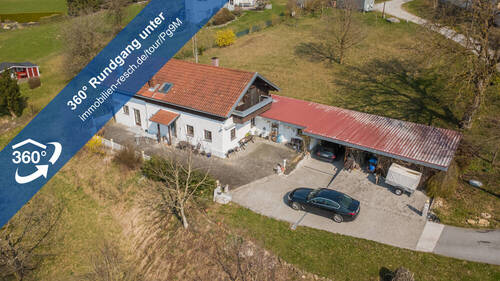 360°-Rundgang Außenansicht - Traumhafter Blick in Alkofen Einfamilienhaus in Sackgassenlage mit Nebengebäuden