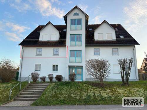 Ansicht vorne Wohnung eingezeichnet - 3 Zimmer Etagenwohnung in Altenmünster