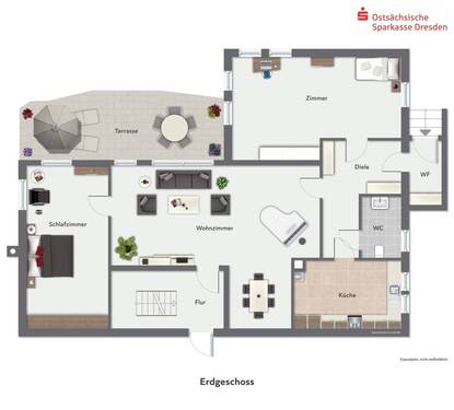 Erdgeschoss möbliert - 