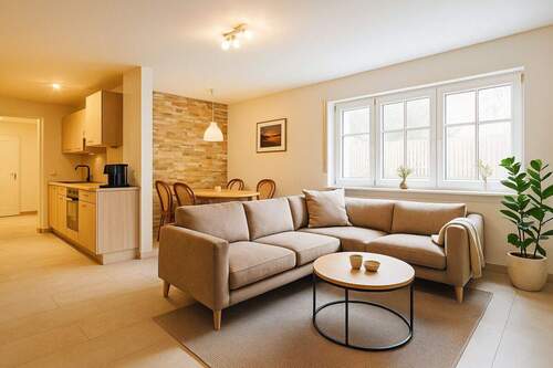 Übersicht Wohn- & Essbereich mit Balkonzugang - Virtuelles Homestaging - Etagenwohnung mit 50,00 m² in Freiburg im Breisgau zum Kaufen