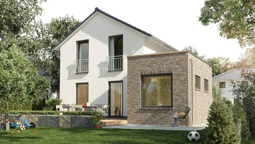 Einfamilienhaus-Aura-125-Kubus-Klinker-Gartenansicht - Einfamilienhaus mit 132,00 m&sup2; in Habichtswald zum Kaufen