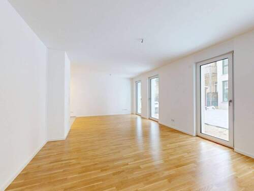 Ansicht II: Wohn- und Esszimmer mit offenem Küchenbereich - 2 Zimmer Terrassenwohnung zur Miete in Leipzig