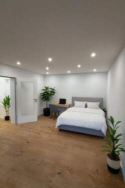 Schlafbereich (KI) - 1 Zimmer Etagenwohnung in Eckersdorf