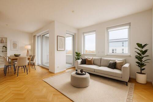 Visualisierung Wohn-/Essbereich - Lichtdurchflutete 3-Zimmer-Wohnung in ruhiger Lage direkt am Rebstockpark