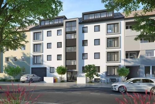 Außenansicht Straße (Beispielbild) - Südbalkon & KfW-Fördervorteil: Moderne 4-Zimmer-Wohnung mit Blick in den grünen Innenhof