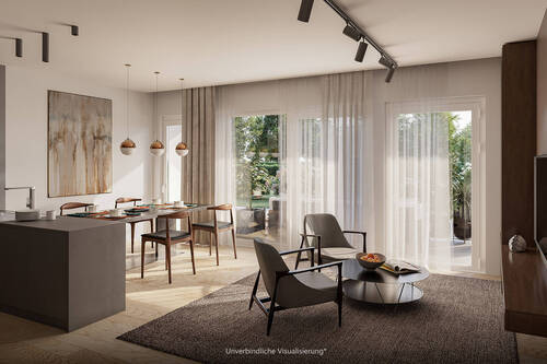 Wohnzimmer Wohnung 5 - Kirchheim Whg 5: Einzigartige 4,5-Zimmer-Wohnung mit Terrasse, großem Garten in Süd-West-Ausrichtung