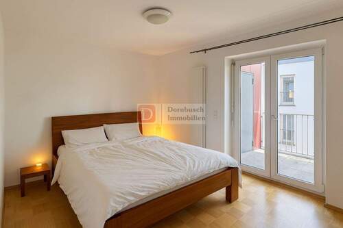Schlafzimmer - Staging - 2 Zimmer Etagenwohnung zur Miete in Frankfurt am Main
