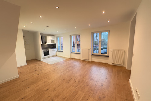 Wohnzimmer mit EBK - 2-Zimmer Loft mitten In Bornheim - ruhiges Hinterhaus - EBK