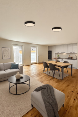 Wohnbeispiel Wohn-/Esszimmer mit Küche - 3 Zimmer Etagenwohnung zum Kaufen in Kaiserslautern