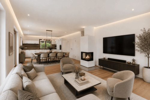 Bsp. Wohnzimmer visualisiert - 4 Zimmer Einfamilienhaus in Schliersee
