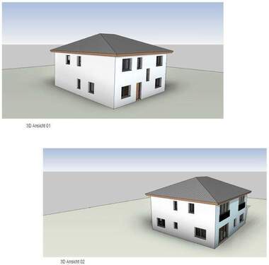 3D-Ansichten - Grundstück mit Baugenehmigung für 3-Familienhaus - kurzfristig bebaubar -