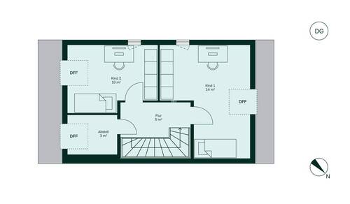 Ausgebautes Dachgeschoss mit zusätzlichen Zimmern - 