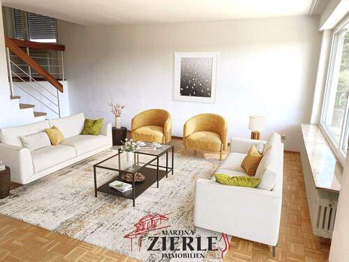 Wohnzimmer - Gelegenheit! DHH mit fantastischer Aussicht in gefragter Halbhöhenlage, Terrasse, Balkon, Stellplatz