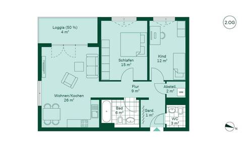 Geräumige Eigentumswohnung mit Loggia - 