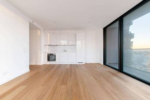 Wohnzimmer mit Einbauküche - 