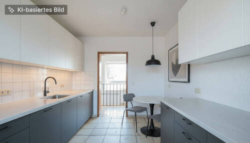 Wohnung im Obergeschoss - Küche KI homestaging - 