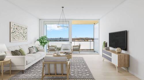 Wohnzimmer-Staging - ROGERS: Helle Wohnung mit Weitblick und Balkon – kurzfristig verfügbar