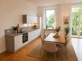 Küche Essen Einrichtungsbsp. - Stilvolle 4-Zimmer-Wohnung mit EBK, Terrasse + Stellplatz