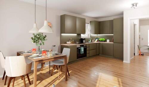 Die offene Wohnküche lädt zum gemeinsamen Kochen ein - 