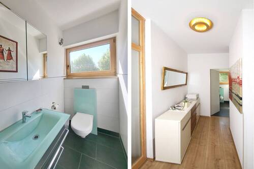 Gäste WC (links) und Flur (rechts) im Obergeschoss - 