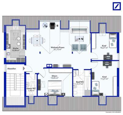 Grundrissplan - 4-Zimmer-DG-Wohnung inkl. Gartenanteil und Garagenstellplatz