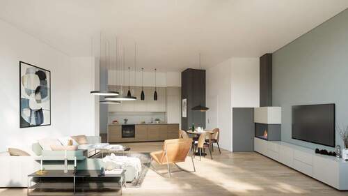 Küchen- und Wohnbereich - Muster - 5 Zimmer Etagenwohnung in Berlin