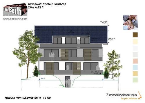 20220502_MFH Nussdorf_BA1 Ost_Ansicht SüdWest - 