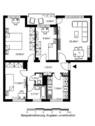 Grundriss mit Flur (7,97 qm), Wohnzimmer (20,49 qm), Kinderzimmer (9,45 qm), Schlafzimmer (16,65 qm), Kinderzimmer 2(11,00 qm, Badezimmer (3,71 qm), WC ( 1,31 qm), Küche (7,26 qm) und Balkon (2,04 qm) - 