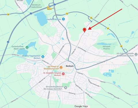 Auszug Google Maps - Grundstück in Beckum