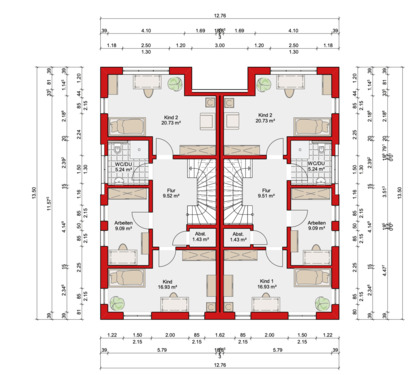 1. Obergeschoss.png - Doppelhaushälfte mit 165,00 m&sup2; in Berlin zum Kaufen