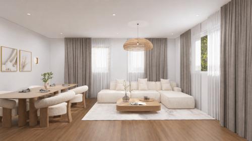 Zimmer 2 / Wohnen_Visualisierung - Altbaucharme mit modernem Wohnkomfort - 3-Zimmer-Wohnung im Obergeschoss mit Süd-West-Balkon