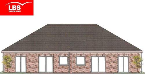 Ansicht hinten DHH Bungalow klein - 3 Zimmer Bungalow zum Kaufen in Papenburg