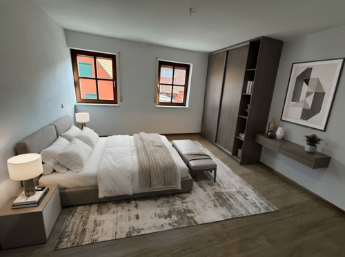 Schlafzimmer - virtuelles Staging - Etagenwohnung mit 58,00 m&sup2; in Gerbrunn zur Miete
