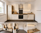 Moderne Küchenansicht mit warmem Ambiente.png - Frisch renovierte 3-Zimmerwohnung im Erdgeschoss mit Einbauküche Gäste-WC ohne Terrasse