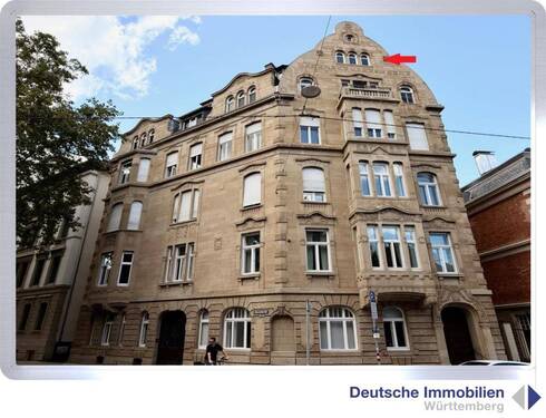 DG links Ansicht - Extravagante 2,5-Zimmer-DG-Mietwohnung (5.+6 DG) in Stuttgart- Süd