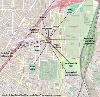 Umgebungskarte - 2 Zimmer Etagenwohnung zum Kaufen in Berlin