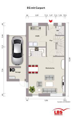 Erdgeschoss mit Carport - 