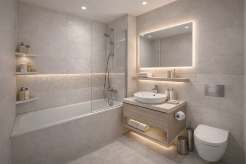 Bad mit Wanne - virtually staged - 