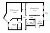 Grundriss mit geplantem Balkon - 